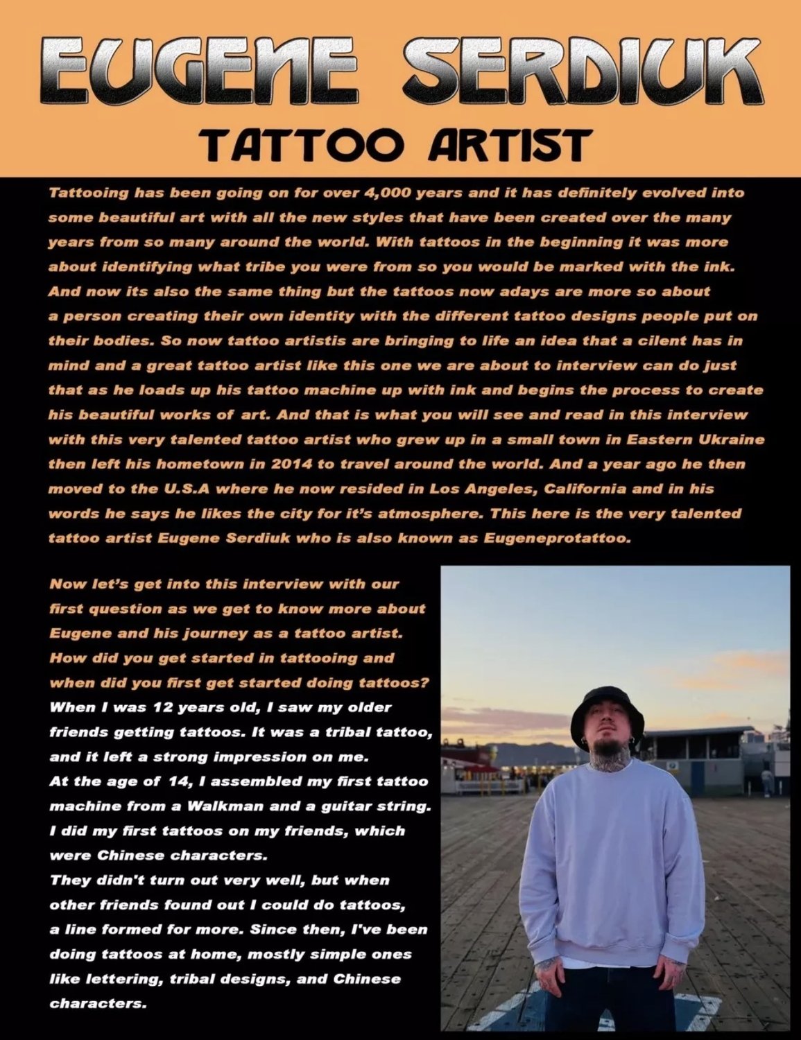 Eugene Serdiuk featured in tattoo magazine